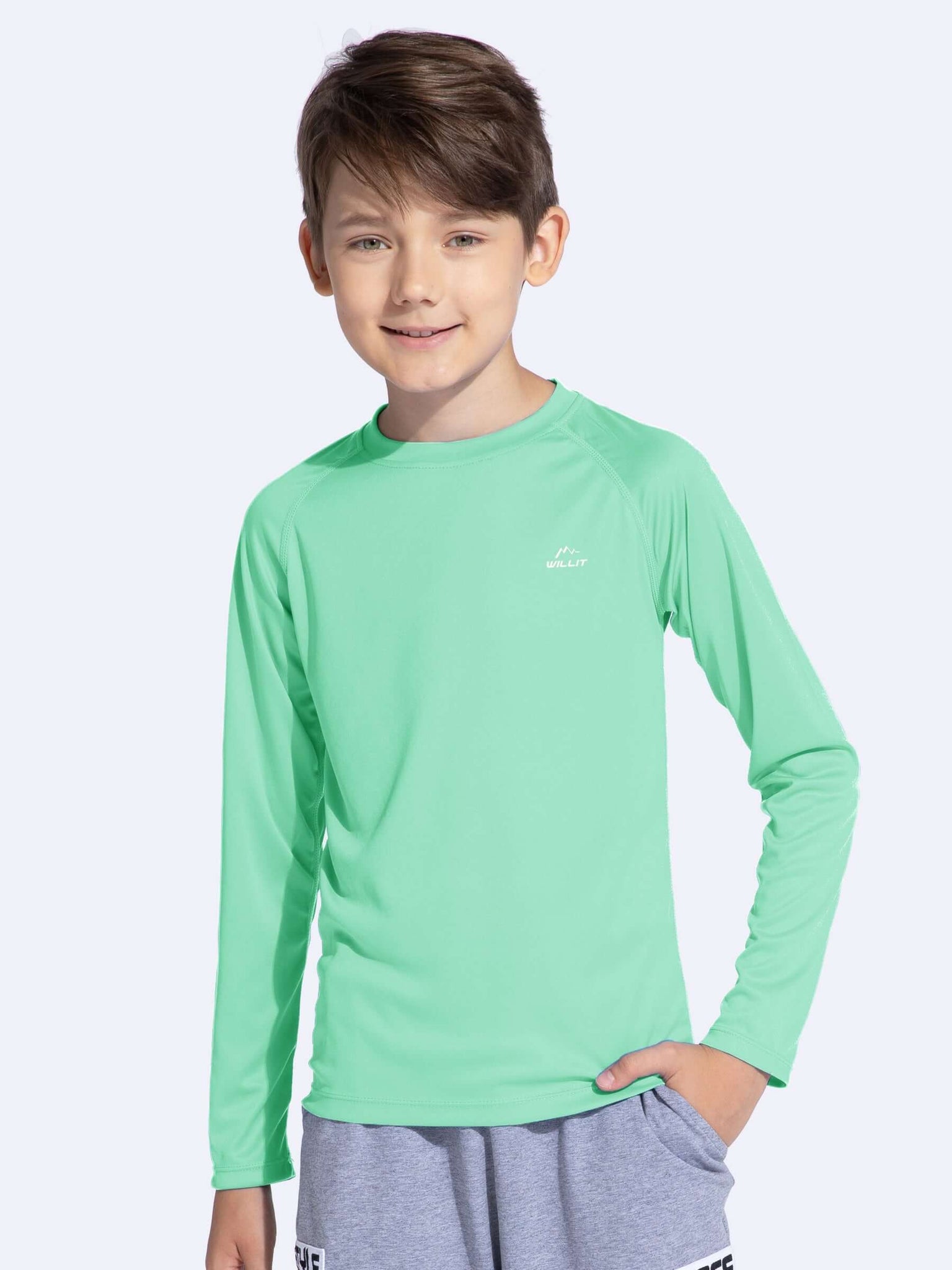 Boy's Long Sleeve Rash Guard Swim Shirts